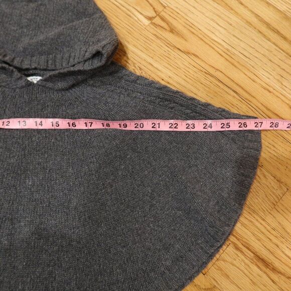 KNOT kids poncho cape wool knit cashmere grey pull on hood cable formal preppy 3 - Picture 7 of 8